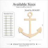 Size reference chart for BROAD FLUKE ANCHOR