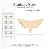 Size reference chart for Broad Wing Moth