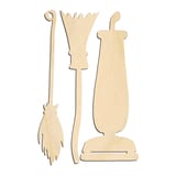 Laser-cut baltic birch silhouette of BROOM MOP VACUUM