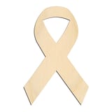 Laser-cut baltic birch silhouette of CANCER RIBBON