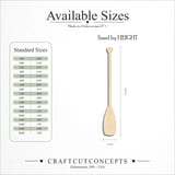 Size reference chart for Canoe Paddle