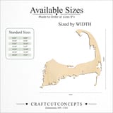 Size reference chart for CAPE COD MASSACHUSETTS