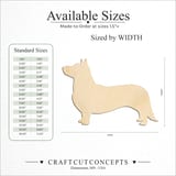 Size reference chart for ALERT STANDING CARDIGAN WELSH CORGI