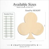 Size reference chart for CARDS CLUB