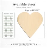 Size reference chart for Cards Heart