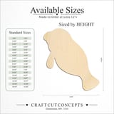 Size reference chart for CARTOON MANATEE