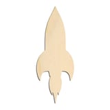 Laser-cut baltic birch silhouette of CARTOON MOON ROCKET
