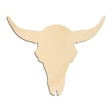 Laser-cut baltic birch silhouette of Cattle Skull with Broad Horns