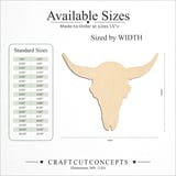 Size reference chart for Cattle Skull with Broad Horns
