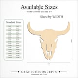 Size reference chart for CATTLE SKULL DETAILED