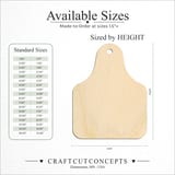 Size reference chart for CATTLE TAG