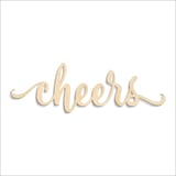 Laser-cut baltic birch silhouette of CHEERS SCRIPT
