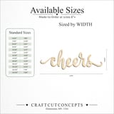Size reference chart for CHEERS SCRIPT