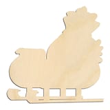 Laser-cut baltic birch silhouette of CHRISTMAS SLEIGH WITH BAG OF GIFTS