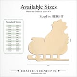 Size reference chart for CHRISTMAS SLEIGH WITH BAG OF GIFTS