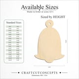 Size reference chart for CHRISTMAS TREE ORNAMENT BELL ROUNDED