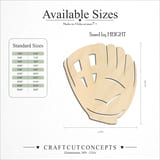 Size reference chart for CLASSIC BASEBALL GLOVE