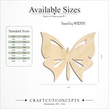 Size reference chart for CLASSIC BUTTERFLY