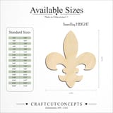Size reference chart for Classic Fleur-de-Lis