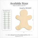Size reference chart for CLASSIC GINGERBREAD MAN SILHOUETTE