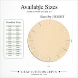 Size reference chart for CLOCK FACE WITH DASHES