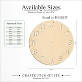 Size reference chart for CLOCK FACE WITH NUMBERS