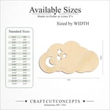 Size reference chart for CLOUD WITH MOON AND STARS