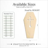 Size reference chart for COFFIN CROSS DETAIL