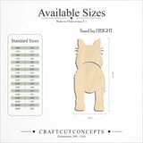 Size reference chart for Collie