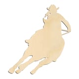 Laser-cut baltic birch silhouette of COMPACT JUMPING HORSE AND RIDER