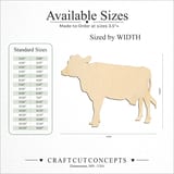 Size reference chart for COW DAIRY