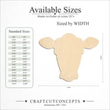 Size reference chart for COW HEAD