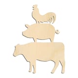 Laser-cut baltic birch silhouette of COW PIG SHEEP