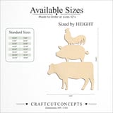 Size reference chart for COW PIG SHEEP
