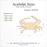 Size reference chart for CRAB CURVED CLAWS