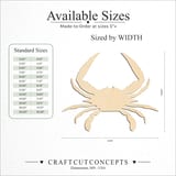 Size reference chart for CRAB NARROW SHELL