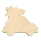 Laser-cut baltic birch silhouette of CRAFTY CHRISTMAS TREE CAR