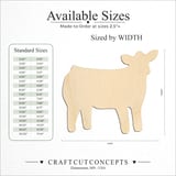 Size reference chart for CRAFTY COW