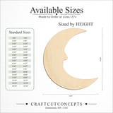 Size reference chart for CRESCENT MOON FACE SHARP PROFILE