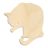 Laser-cut baltic birch silhouette of CROUCHING LICKING PAW CAT