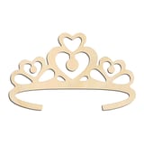 Laser-cut baltic birch silhouette of CROWN TIARA HEART TOP