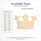 Size reference chart for CROWN TIARA ROUNDED HEART CENTER