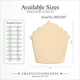 Size reference chart for CUP CAKE