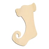 Laser-cut baltic birch silhouette of CURLED CHRISTMAS STOCKING
