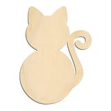 Laser-cut baltic birch silhouette of CURLED TAIL SITTING CAT
