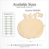 Size reference chart for Curly Vine Pumpkin