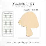 Size reference chart for CURVED MUSHROOM CAP