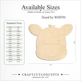 Size reference chart for CUTE COW FACE