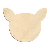 Laser-cut baltic birch silhouette of CUTE DEER FACE