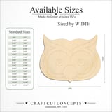 Size reference chart for CUTE OWL FACE